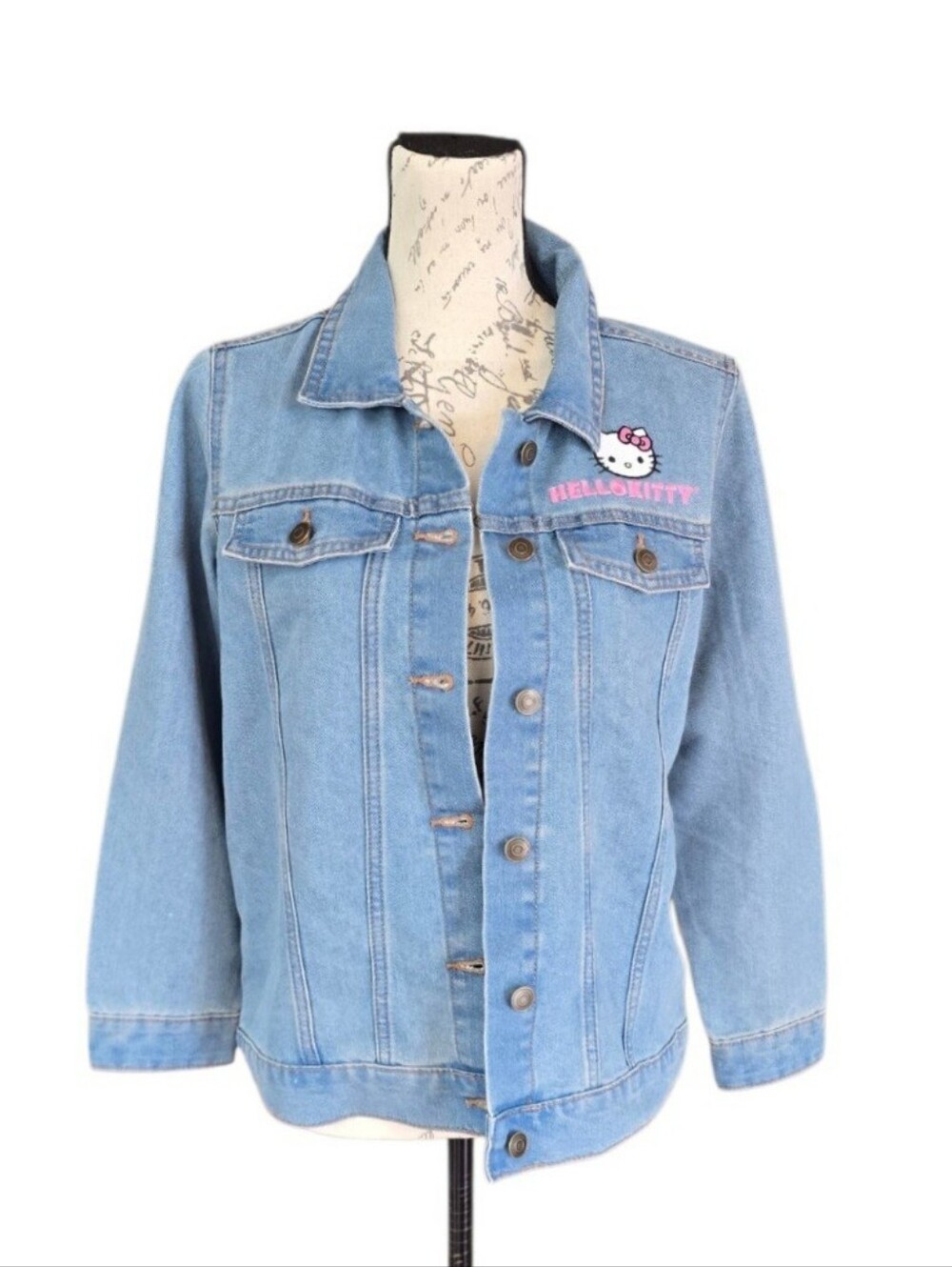 Sanrio Hello Kitty Girls Blue Button Up Jean Jacket 14/16 - Picture 2 of 8